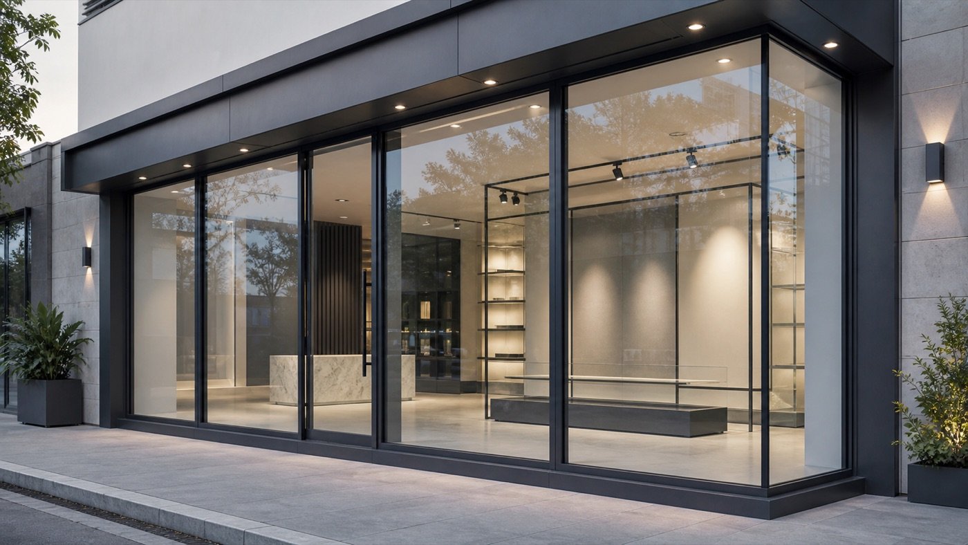 vitrine comercial de vidro